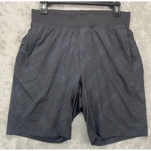 Lululemon Men's T.H.E. Short Black Geometric Sz M 9"‎ Inseam Lined Drawstring